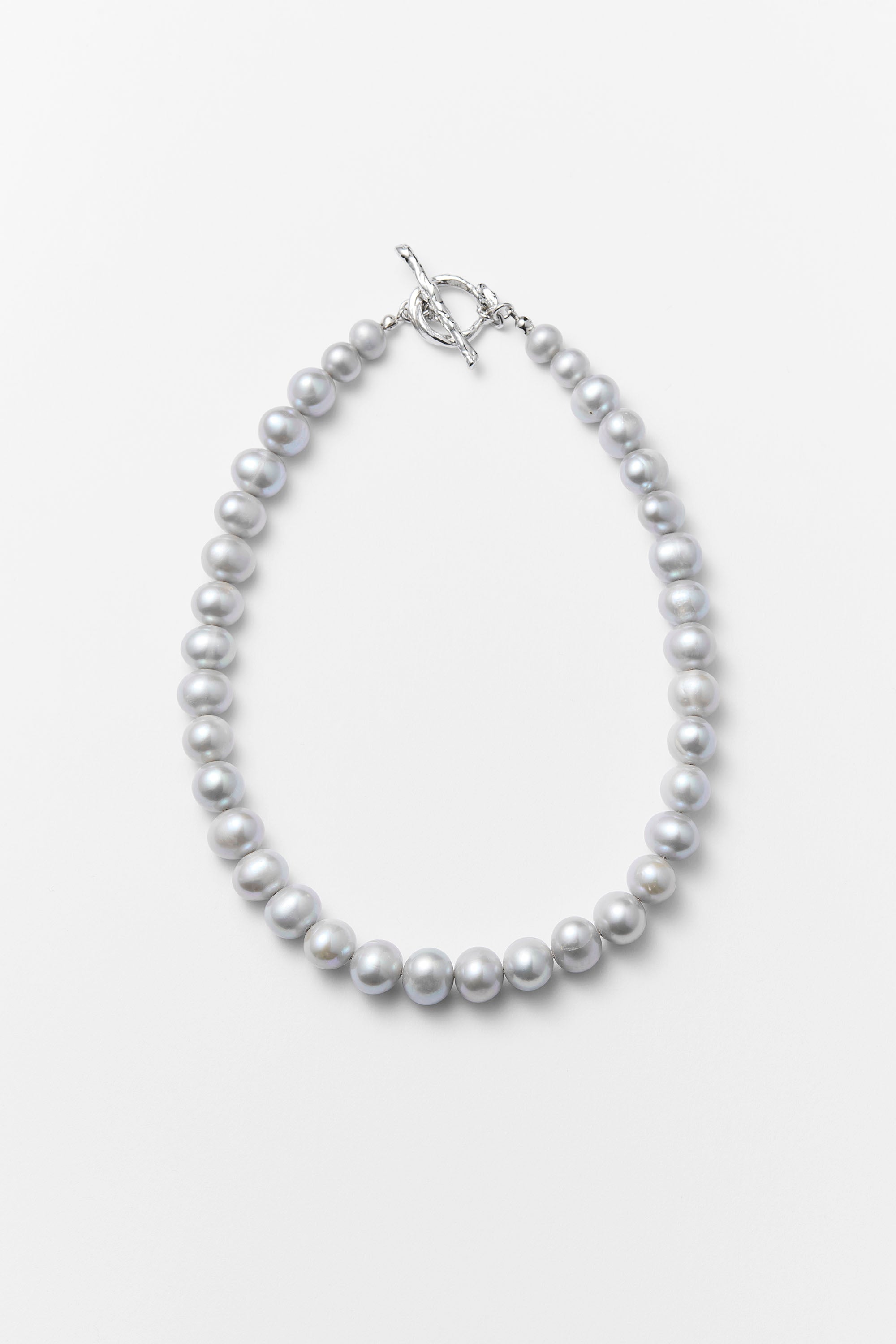 チャーミングなグレーの淡水パールネックレス38cm