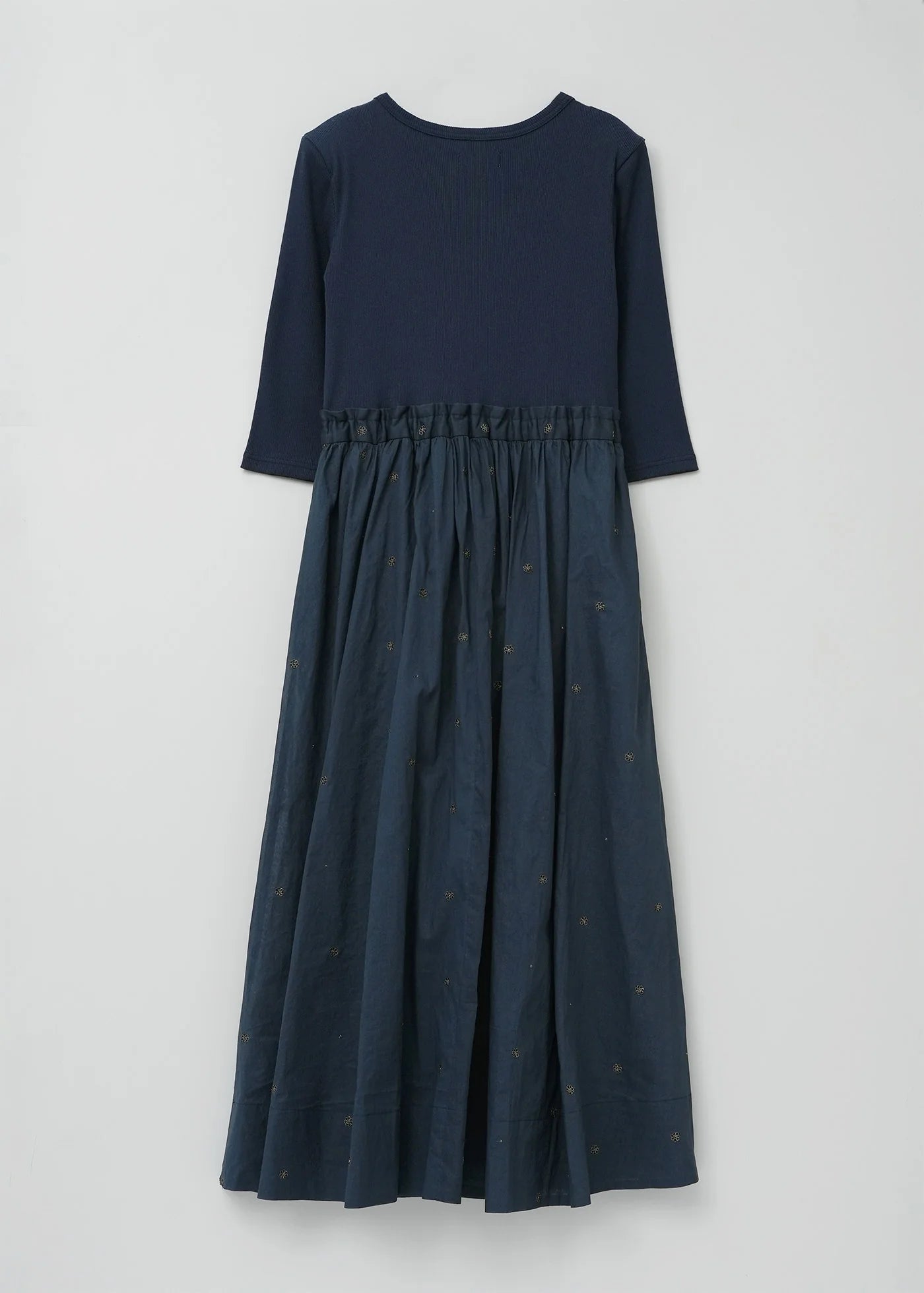 Cotton Organza Embroidery Rib Combi Dress
