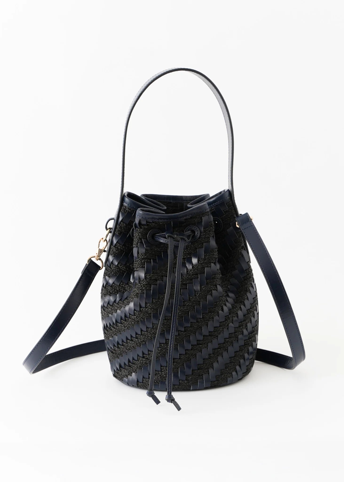佐藤佳菜子× ヌキテパ　Leather Raffia Bucket Bag 黒 Leather Raffia Bucket Bag