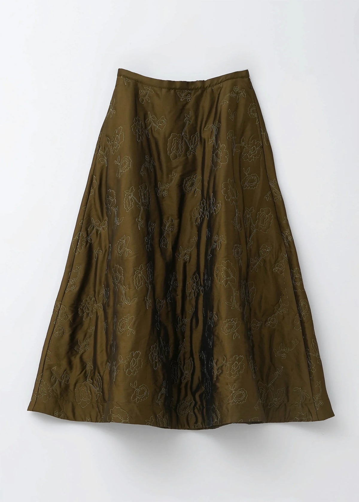 Poly Dupion Flower Embroidery Quilting Skirt