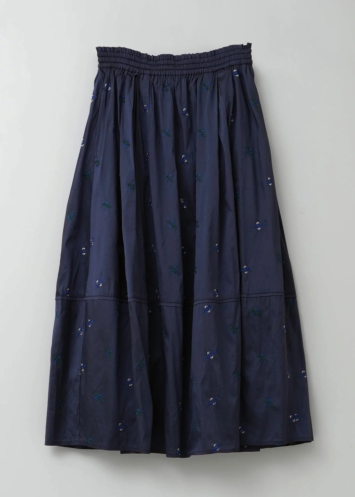 Poly Dupion Embroidery Tuck Gather Skirt