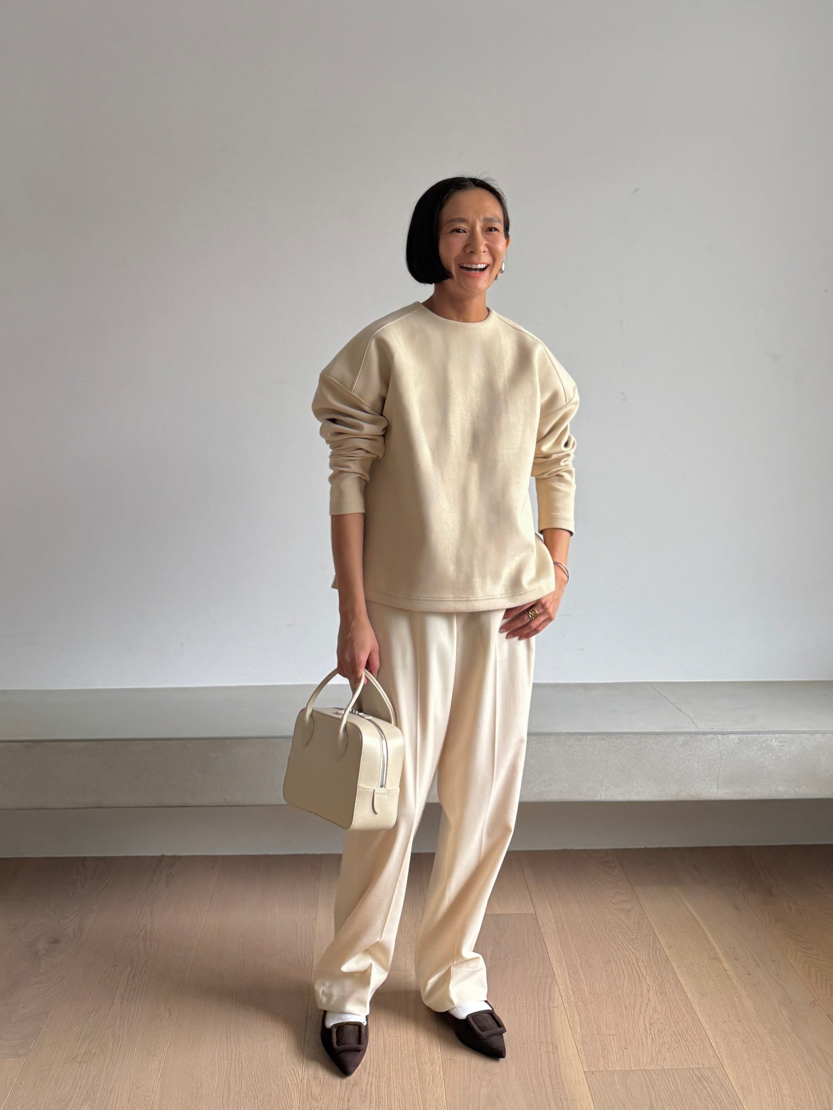 boutique310 洗える美人なウールパンツ 白S 洗える美人なウールパンツ