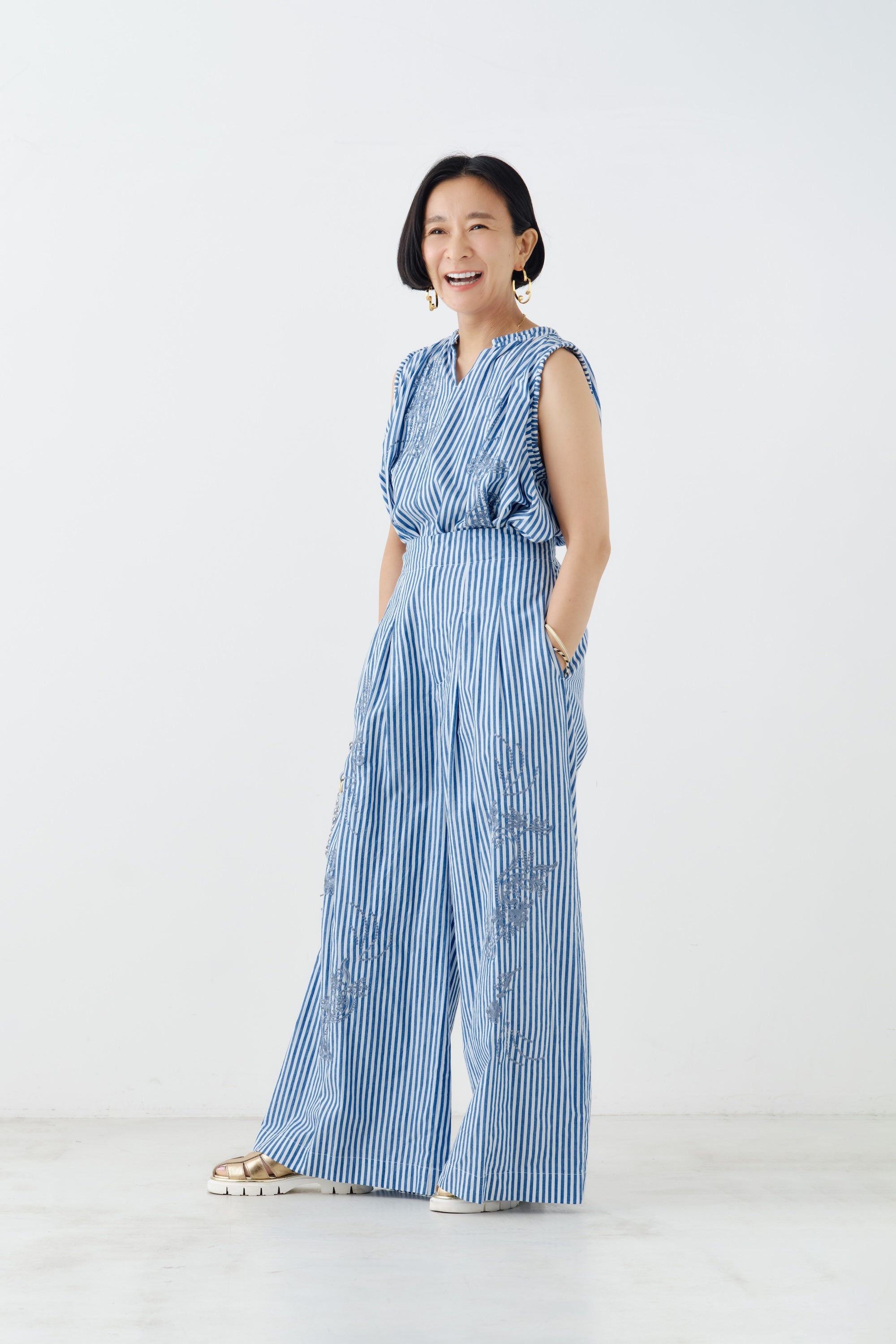 パンツ sa123456789 グラフィックワイドパンツ RAYON／COTTON CLOTH